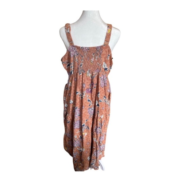 Sonoma orange linen floral midi dress OX - Picture 3 of 5